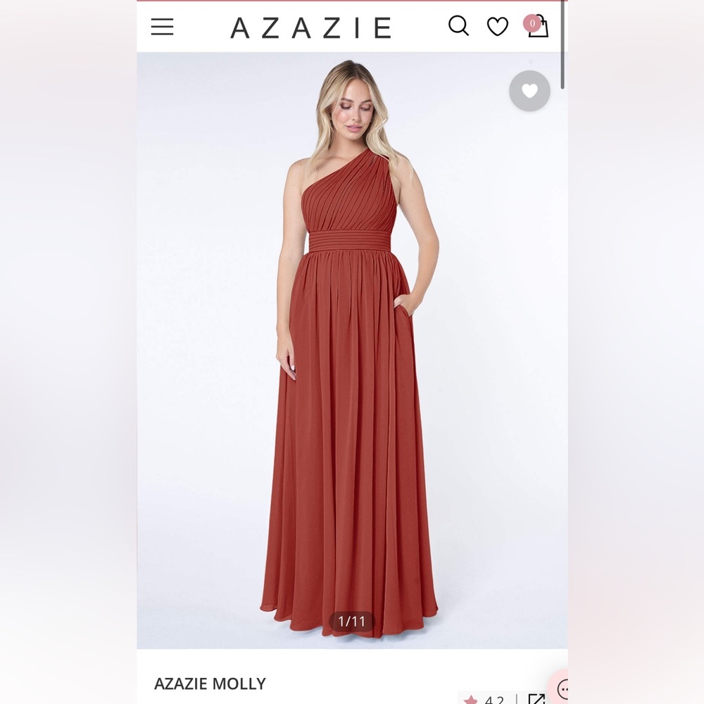 A-Line One Shoulder Chiffon Floor-Length Dress Terracotta